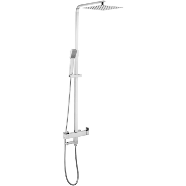 Barra de ducha/bañera monomando cuadrada cromada serie Segura