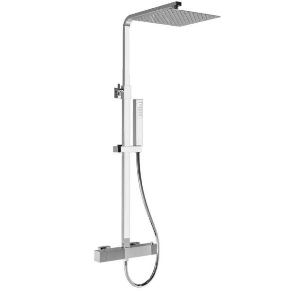 Barra de ducha termostática cuadrada cromada Serie Segura.