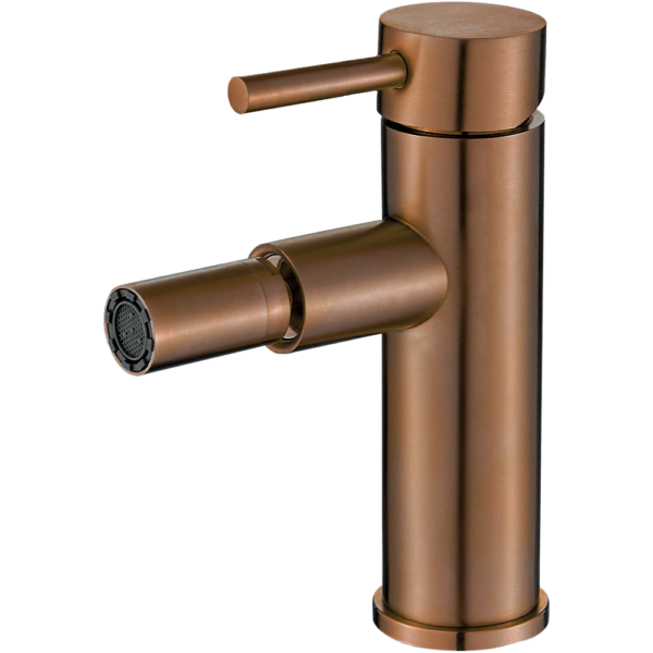 Grifo de lavabo monomando redondo oro rosa cepillado Serie Jabalón