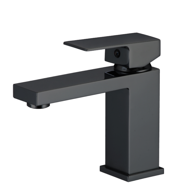 Grifo lavado monomando cuadrado negro mate serie Segura