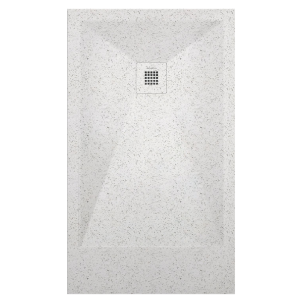 Plato de ducha Duplach Stone 3d acabado Granito blanco.