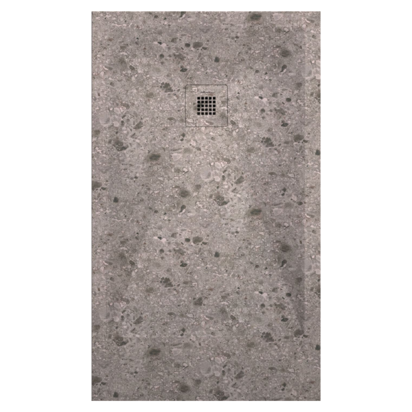 Plato de ducha Duplach Stone 3d acabado Terrazo Beige.