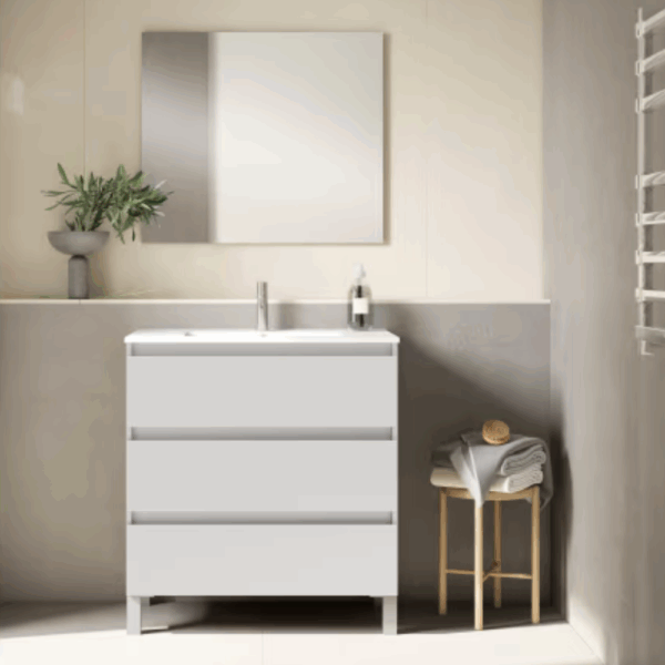 Conjunto mueble de baño Box 3 Cajones con patas