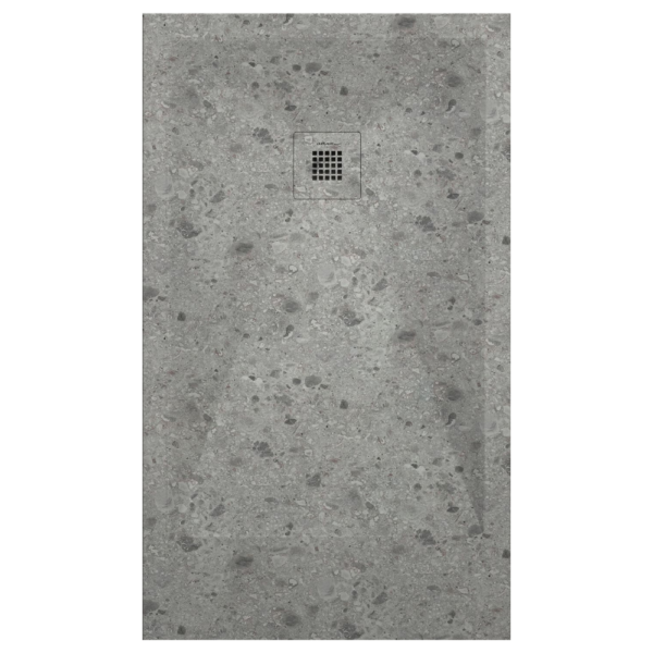 Plato de ducha Duplach Stone 3d acabado Terrazo Gris.