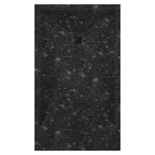 Plato de ducha Duplach Stone 3d acabado Terrazo negro.