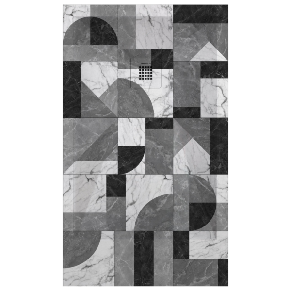 Plato de ducha Duplach Stone 3d acabado Mosaico 01 (blanco y negro)