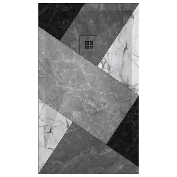 Plato de ducha Duplach Stone 3d acabado Mosaico 2 (Blanco y negro)