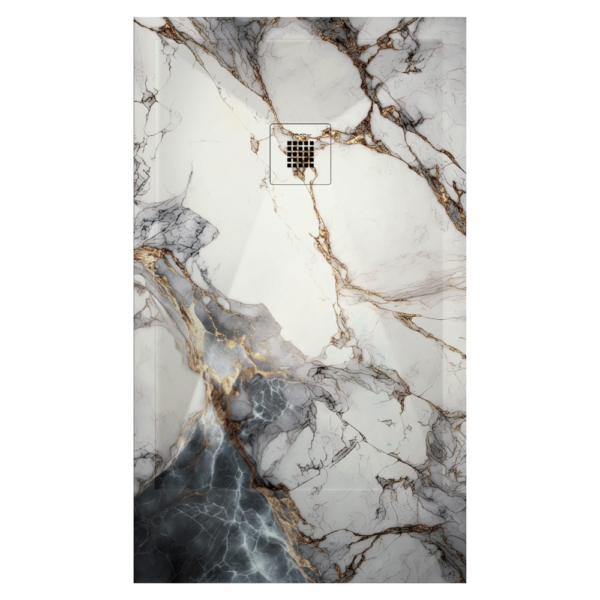 Plato de ducha Duplach Stone 3d acabado Marmolado blanco