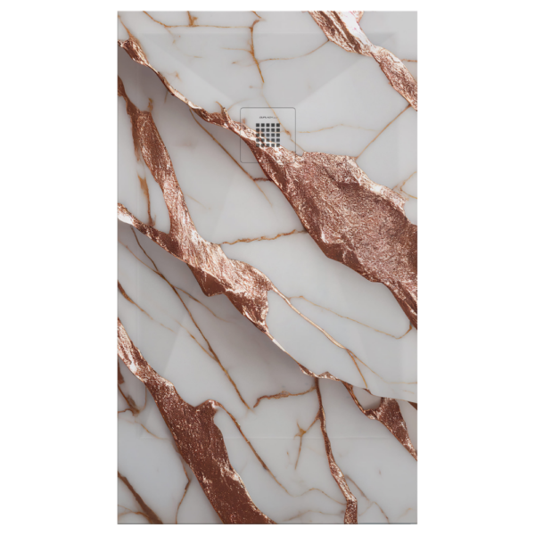 Plato de ducha Duplach Stone 3d acabado Marmolado Oro Rosa.