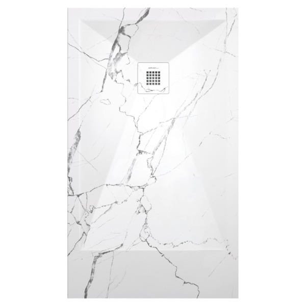 Plato de ducha Duplach Stone 3d acabado Marmol blanco.